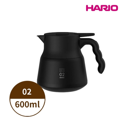 【HARIO】V60 VHSN系列雙層真空不鏽鋼保溫咖啡壺PLUS 02 600ml(2~5杯)-黑色VHSN-60-B