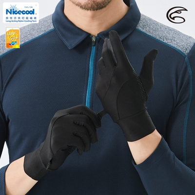 ADISI NICE COOL 吸濕涼爽透氣抗UV可觸控手套 AS21007【黑色】(UPF50+、涼感、防曬手套)