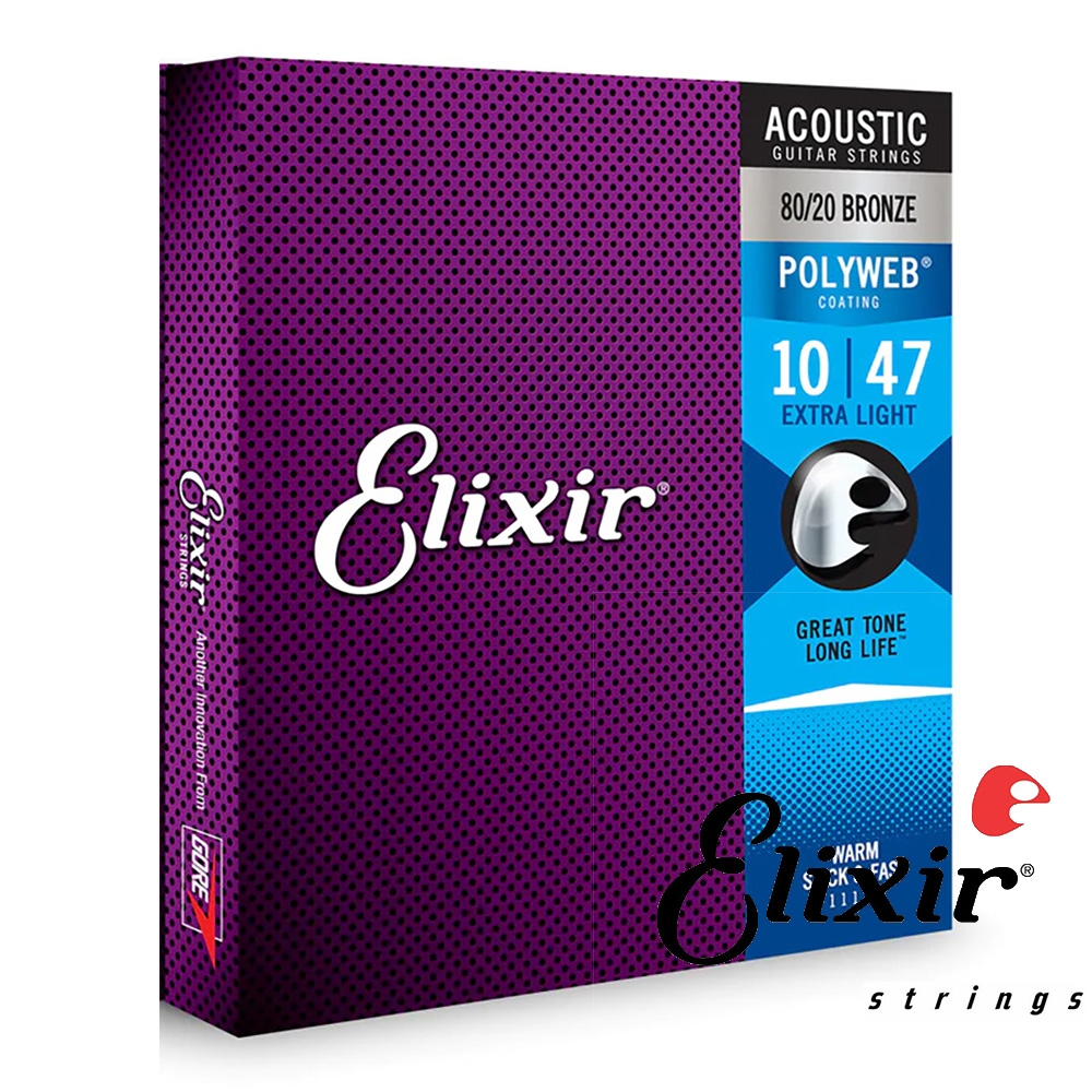『Elixir』11000 民謠吉他弦組 POLYWEB厚膜 80/20青銅 10-47 / 公司貨