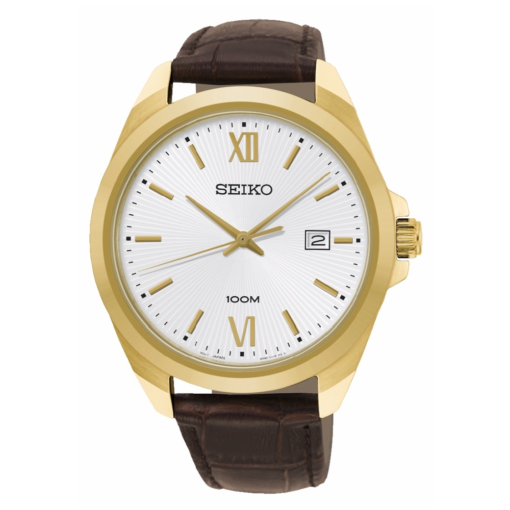 SEIKO精工 簡約三針質感皮帶腕錶6N42-00H0J/SUR284P1