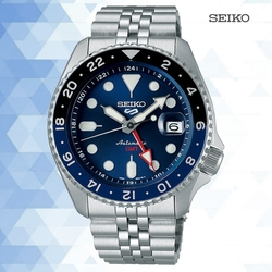 SEIKO精工 5 Sports 精工5號 GMT 兩地時間 機械錶-42.5mm SSK003K1/4R34-00A0B 藍黑