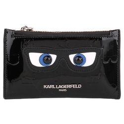 KARL LAGERFELD-  大眼睛亮漆皮暗扣卡夾/零錢包(黑)
