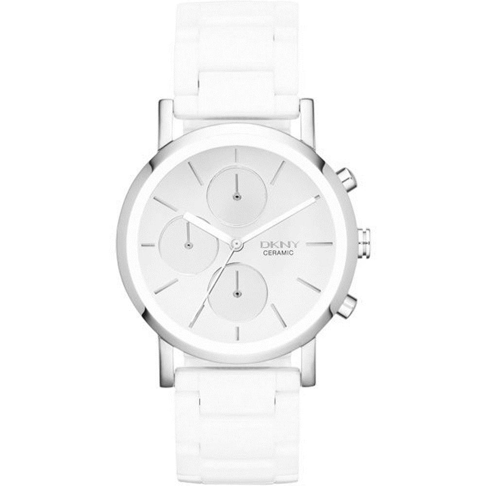 DKNY 強眼定番都會三眼時尚腕錶(NY8896)-銀白