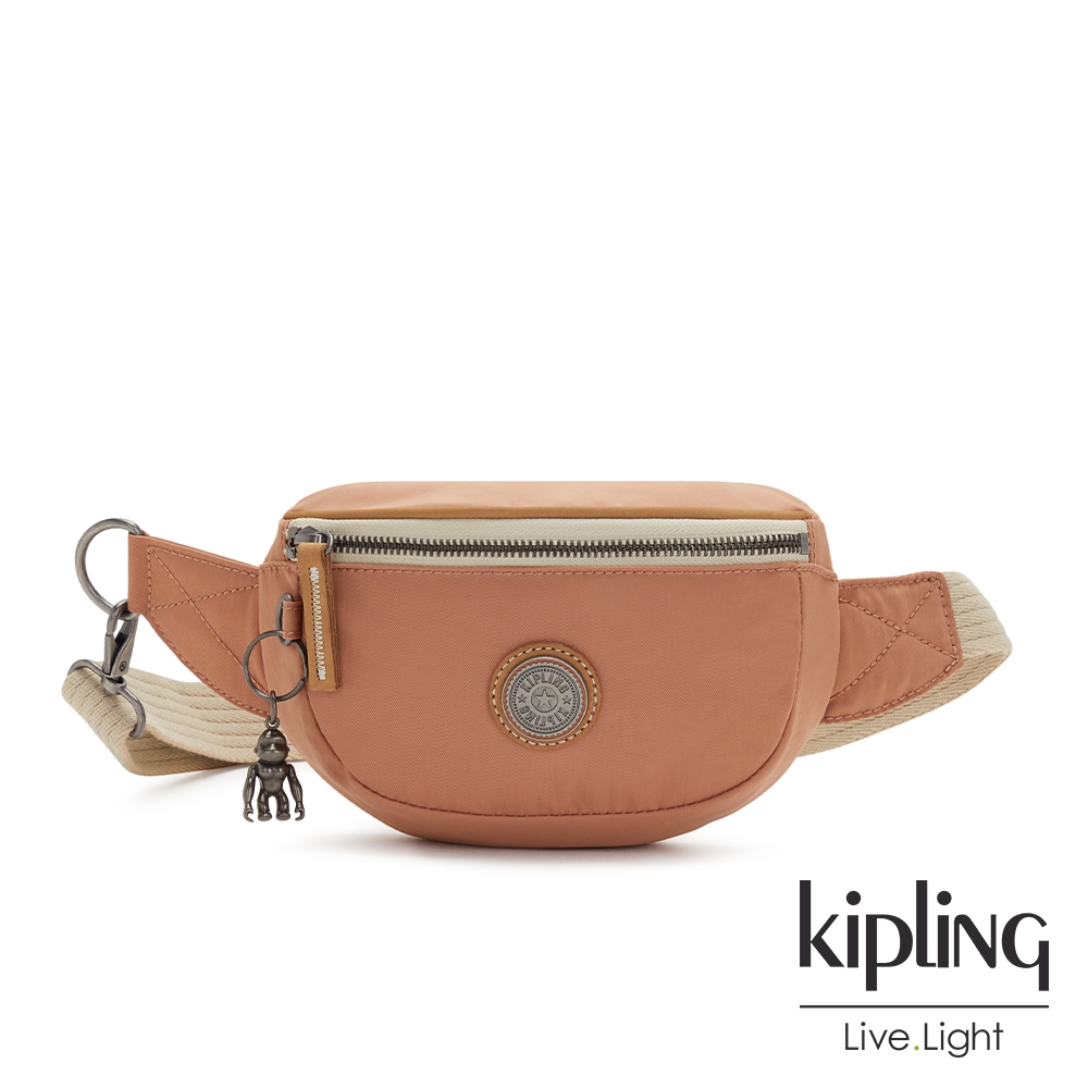 Kipling 活力珊瑚橘小巧簡約腰包-JOSU