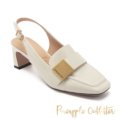 Pineapple Outfitter-IZUMI-牛漆皮方頭涼跟鞋-白色