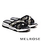 拖鞋 MELROSE 氣質珍珠交叉毛呢造型厚底拖鞋－黑 product thumbnail 1