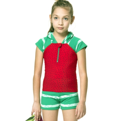 沙兒斯 兒童泳裝 超可愛造型防曬半袖兩件式女童泳裝