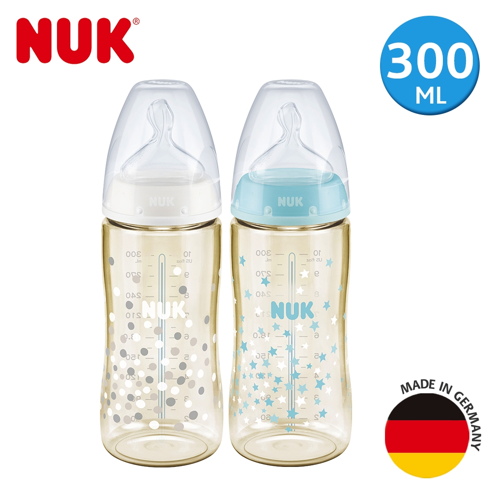 德國NUK-寬口徑PPSU感溫奶瓶300ml-顏色隨機出貨