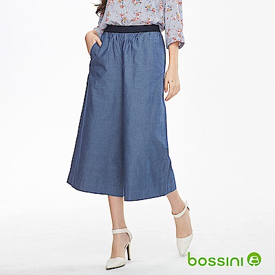 bossini女裝-素色七分寬褲01牛仔藍
