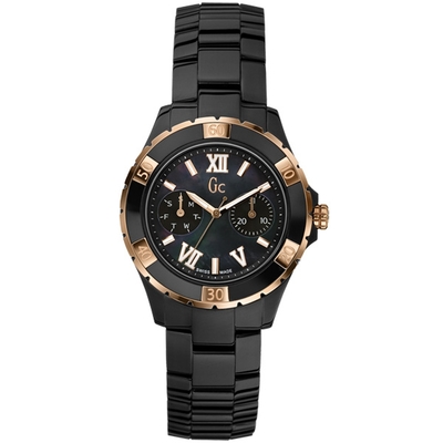 Gc 羅馬舞曲魅力陶瓷時尚腕錶-黑金-X69004L2S