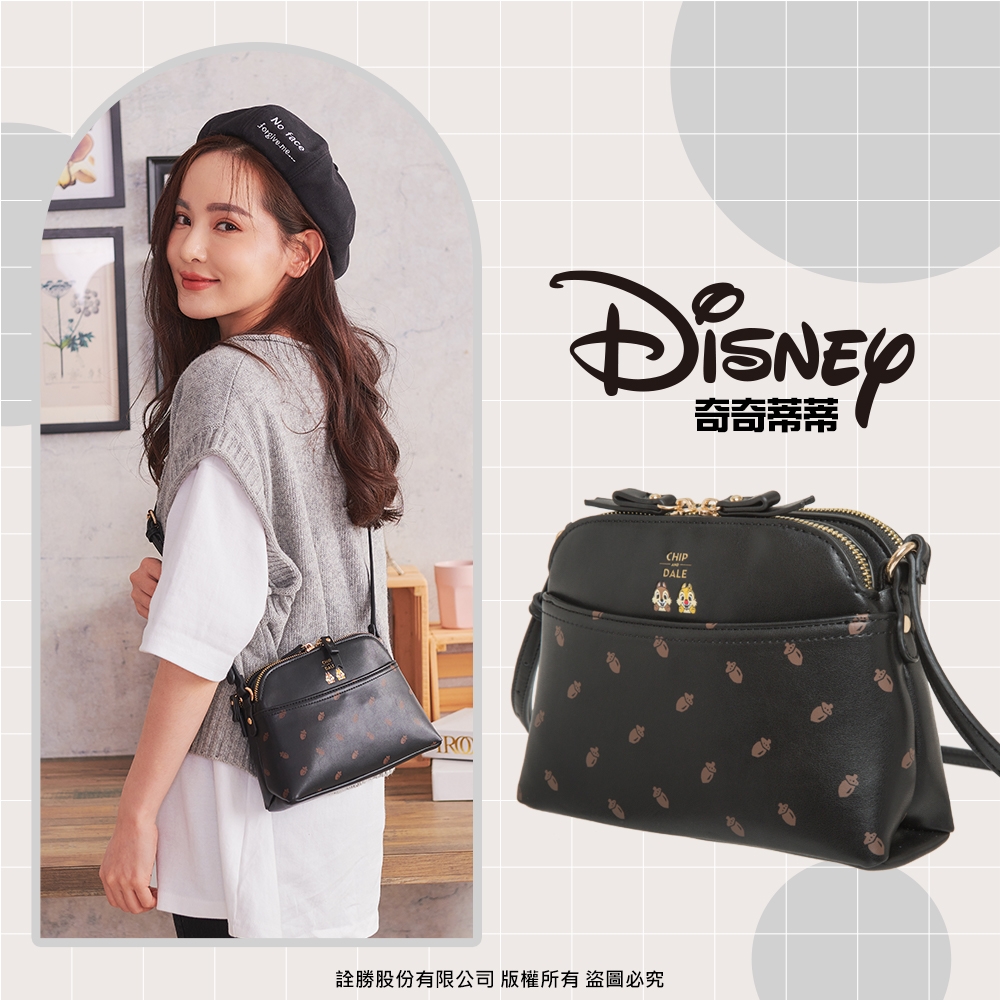 【Disney】奇奇蒂蒂-雙層側背包-黑 PTD21-B3-62BK