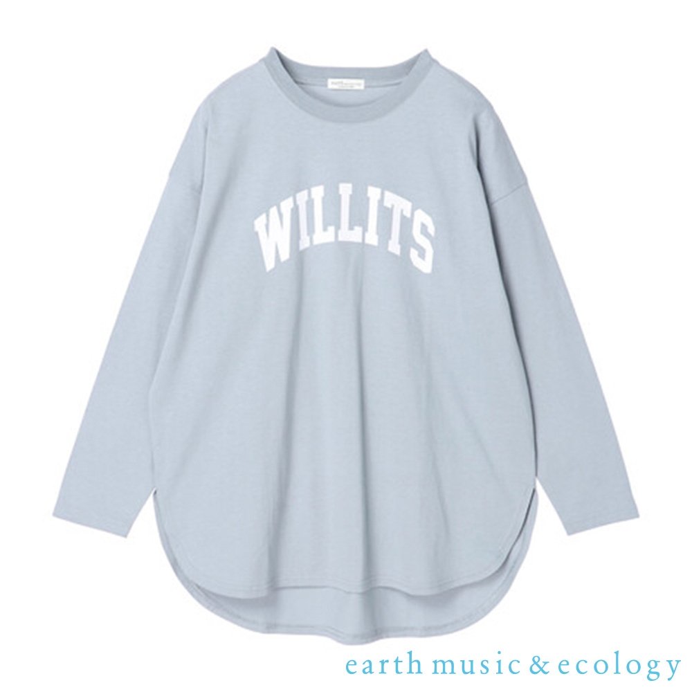 earth music WILLITS標語側開衩長袖T恤