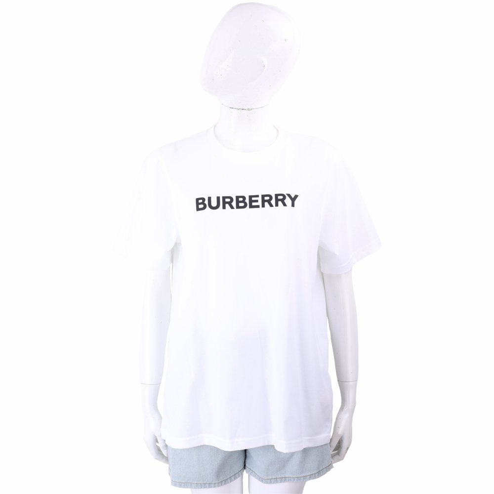 BURBERRY 徽標印花棉質短袖TEE T恤(中性款/白色)