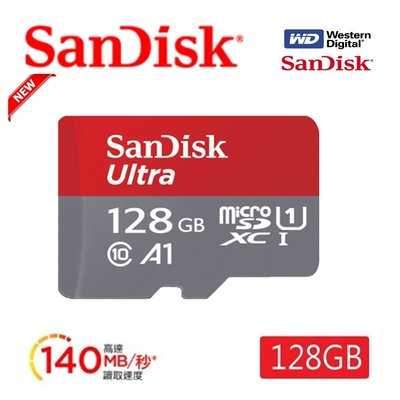 sandisk 晟碟 (全新升級版) 128gb ultra microsdxc uhs-i a1 記憶卡 (最高讀速140mb/s 原廠10年保固)