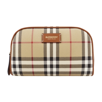 BURBERRY 經典LOGO小型化妝包(卡其)