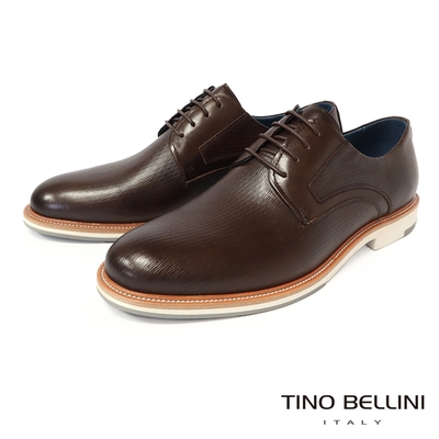 Tino Bellini 牛皮壓紋綁帶紳士鞋HM4T012-6(可可色)