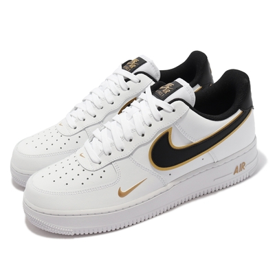 Nike 休閒鞋 Air Force 1 07 LV8 男鞋 經典款 皮革 小金勾 金邊 球鞋穿搭 白 黑 DA8481-100