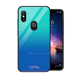 VXTRA 紅米Note 6 Pro 鋼化玻璃防滑全包保護殼(冰河藍)