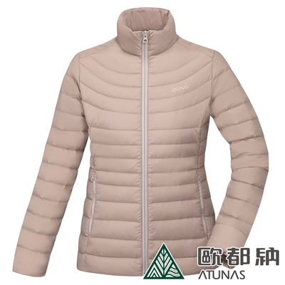 【ATUNAS 歐都納】女款KEEP WARM輕量防風保暖羽絨外套A1GA2235W奶茶/素面實搭/防潑水/登山出國旅遊