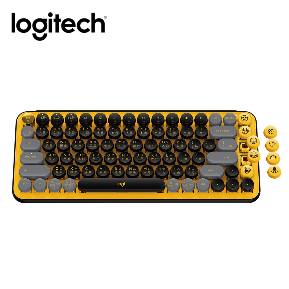 羅技 logitech POP Keys 無線機械式鍵盤-酷玩黃