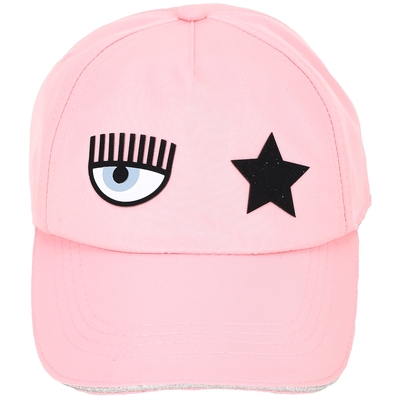 Chiara Ferragni Eye Star 矽膠眨眼星星緞面感棒球帽(粉色)