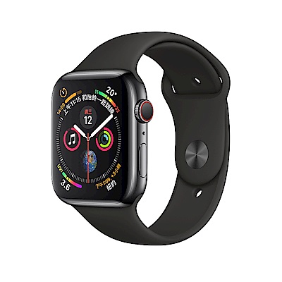 Apple Watch S4 LTE 40mm 太空黑色不鏽鋼錶殼搭配黑色運動型錶帶