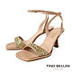 TINO BELLINI 巴西進口全真皮亮粉繫踝高跟涼鞋FSLT025(金色) product thumbnail 1