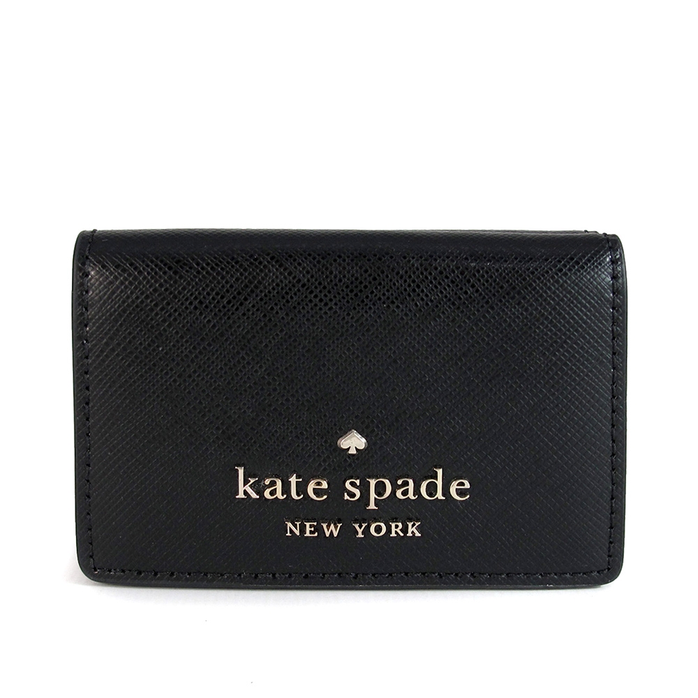 Kate Spade Staci 防刮皮革三折壓扣式迷你短夾(經典黑)