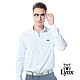 【Lynx Golf】男款吸濕排汗滿版LYNX字樣線條組合印花長袖立領POLO衫/高爾夫球衫-水藍色 product thumbnail 2