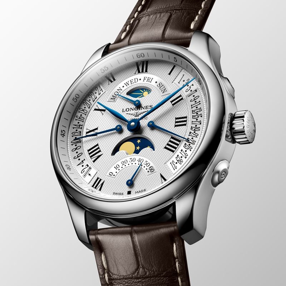 LONGINES 浪琴 官方授權 Master 巨擘系列四逆跳月相機械錶-44mm L2.739.4.71.3