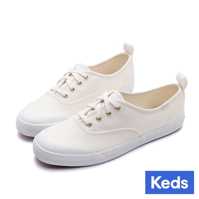 Keds CHAMPION 經典復古率性防潑水帆布休閒小白鞋 9243W112999