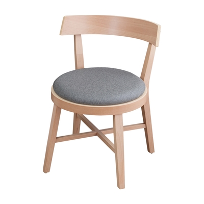 Boden-優奇灰色布紋皮革實木餐椅/單椅-54x55x73cm