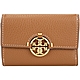 TORY BURCH Miller  雙T標誌荔枝牛皮釦式三折中夾(棕色) product thumbnail 1