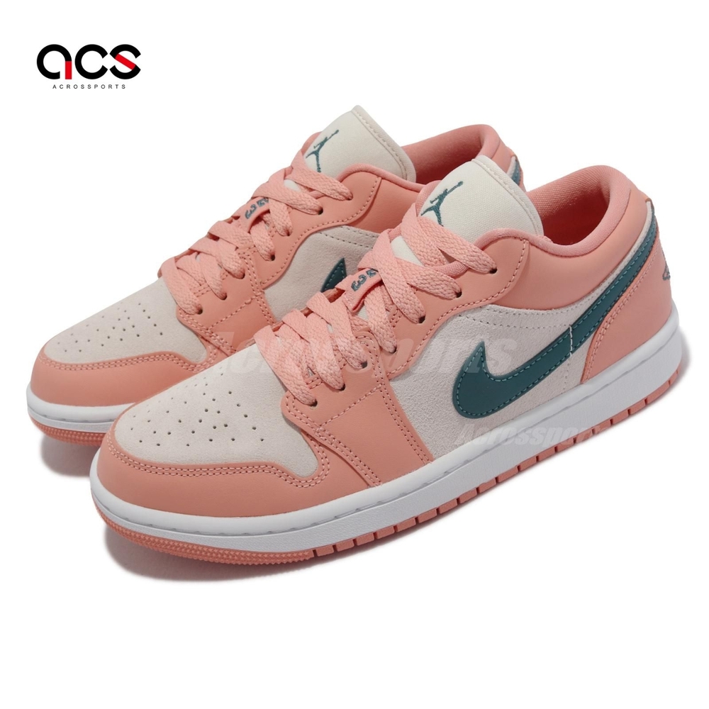 Nike 休閒鞋 Wmns Air Jordan 1 Low 女鞋 男鞋 粉橘 綠 1代 喬丹 麂皮 AJ1 DC0774-800