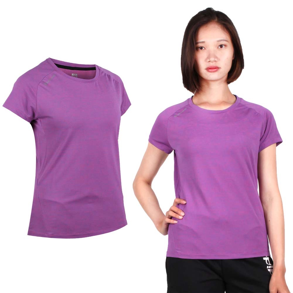 FIRESTAR 女彈性短袖圓領T恤-慢跑 路跑 DL963-48 紫粉