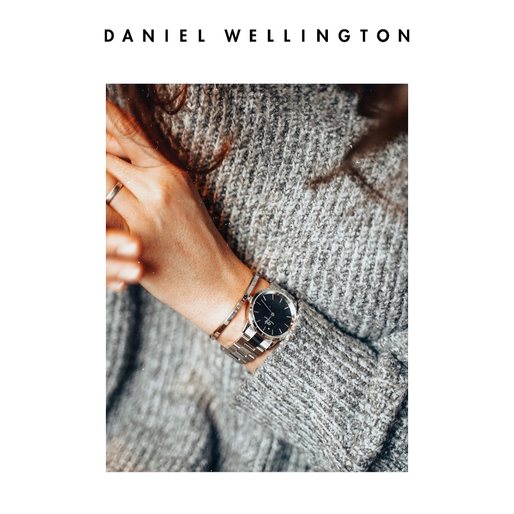 Daniel Wellington DW 手錶Iconic Link 36mm精鋼錶-耀目亮銀DW00100204