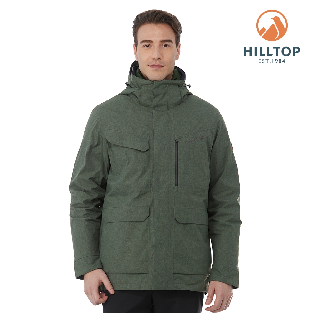 HILLTOP山頂鳥 GORE-TEX單件式防水透氣短大衣（可銜接內件） 男款 綠｜PH22XM05ECM0