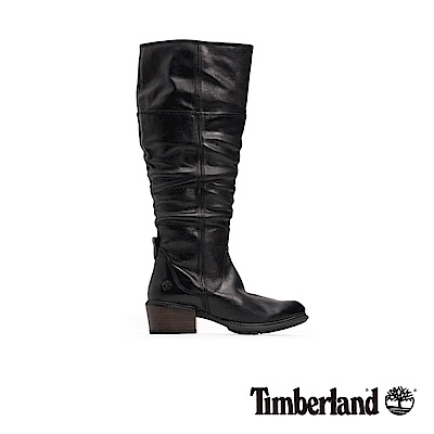 Timberland 女款黑色全粒面皮革過膝靴|A1T33