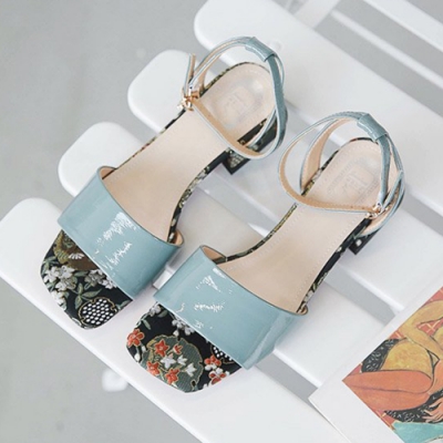 KEITH-WILL時尚鞋館 優雅羅馬魅力魚口粗跟涼鞋 藍