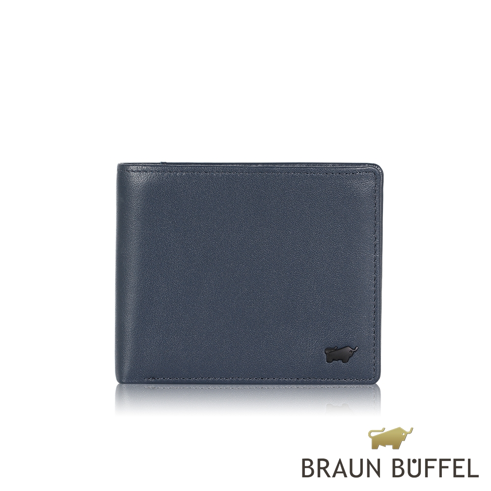 【BRAUN BUFFEL 德國小金牛】台灣總代理 雷諾瓦 8卡男夾-月海色/BF395-313-MOC