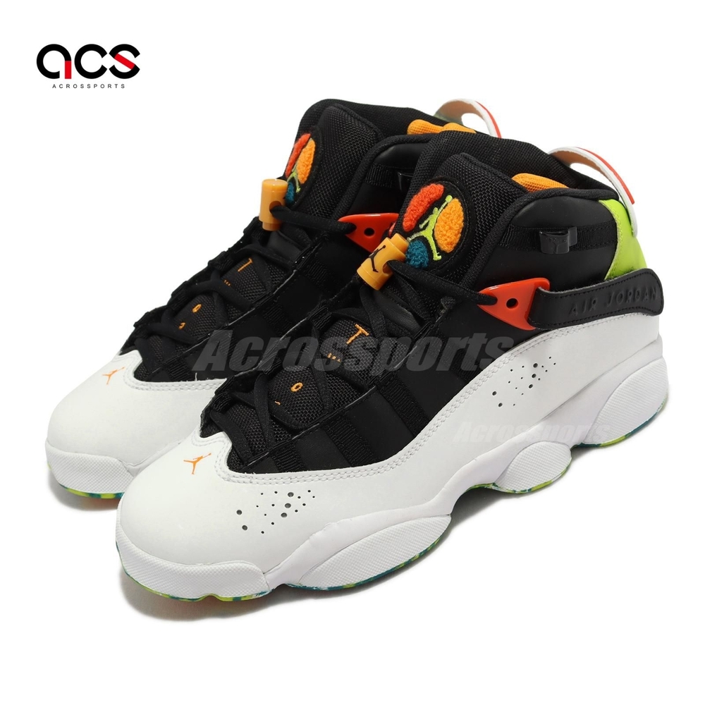 Nike 休閒鞋 Jordan 6 Rings GS 大童 女鞋 黑 白 綠 喬丹 六冠 氣墊 緩震 323399-038