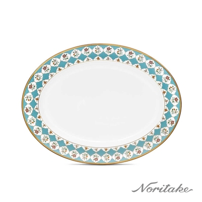 【NORITAKE】晨曦翠鳥金邊橢圓盤29.4CM