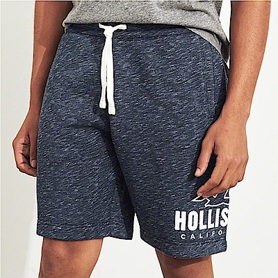 HCO Hollister 海鷗 經典電繡文字運動休閒短棉褲-藍色