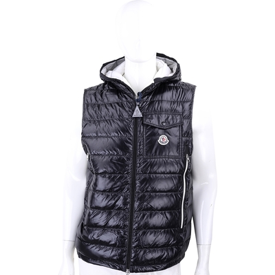 MONCLER Ragot 衍縫黑色羽絨連帽背心 夾克(男款)