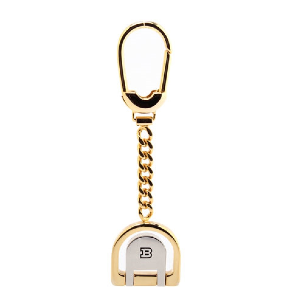 BALLY 經典LOGO馬蹄形簍空鑰匙圈吊飾-金色