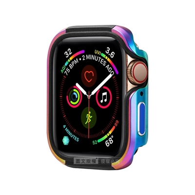 軍盾防撞 抗衝擊 Apple Watch Series SE/6/5/4 (40mm) 鋁合金雙料邊框保護殼(極光彩)