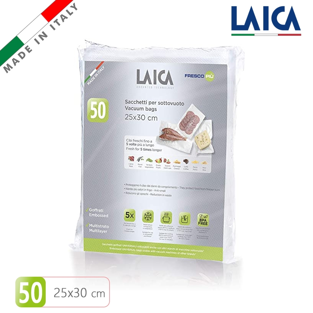 LAICA萊卡 義大利進口 網紋式真空包裝袋 袋式25x30cm (50入)