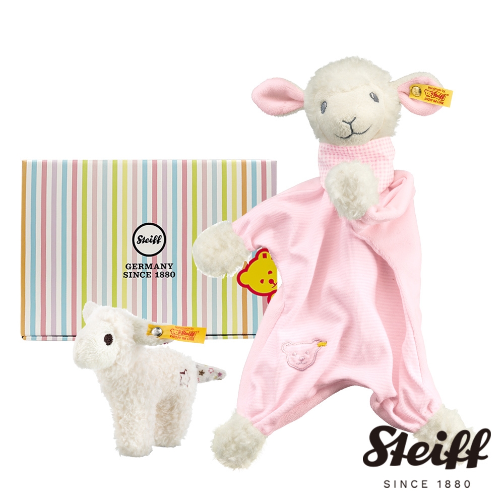 STEIFF Sweet Dreams Lamb 甜蜜羊 寶寶彌月禮盒 手搖鈴+安撫巾