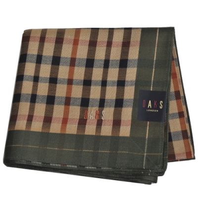 DAKS 經典格紋字母LOGO帕領巾(墨綠邊)