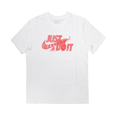 Nike 短袖上衣 Just Do It Basketball Tee 男款 白 紅 短T 印花 休閒 虎年 DN3039-100